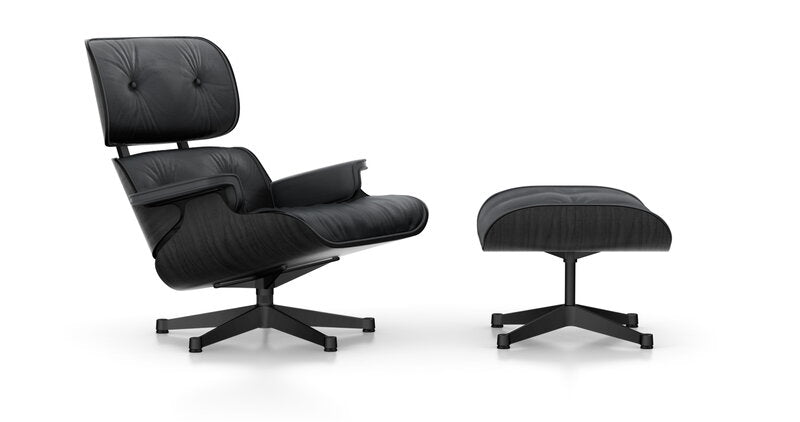 Vitra Eames Lounge Ottoman, black ash - black leather | One52 Furniture