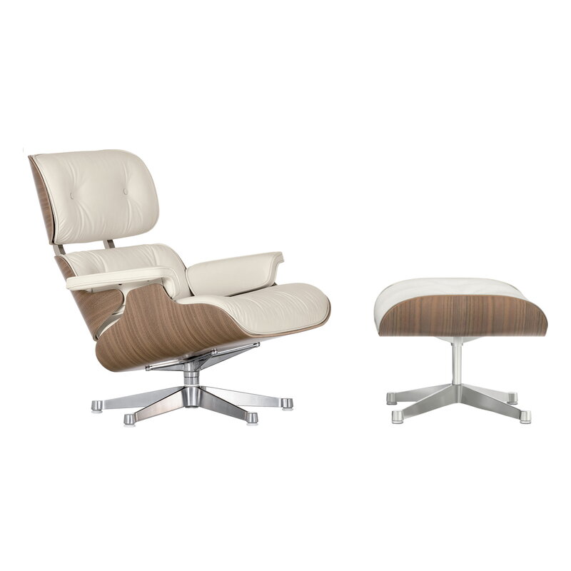 Vitra Eames Lounge Chair&Ottoman, classic size, white walnut - white | One52 Furniture