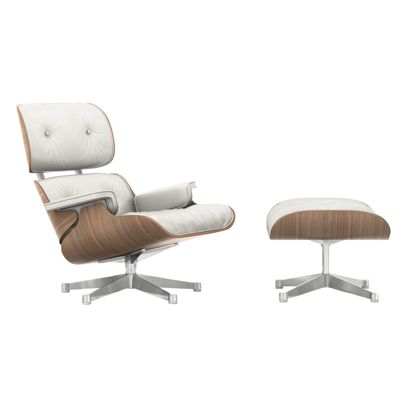 Vitra Eames Lounge Chair&Ottoman, new size, white walnut - white | One52 Furniture