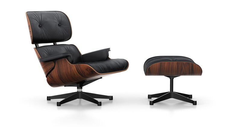 Vitra Eames Lounge Ottoman, palisander - black leather | One52 Furniture