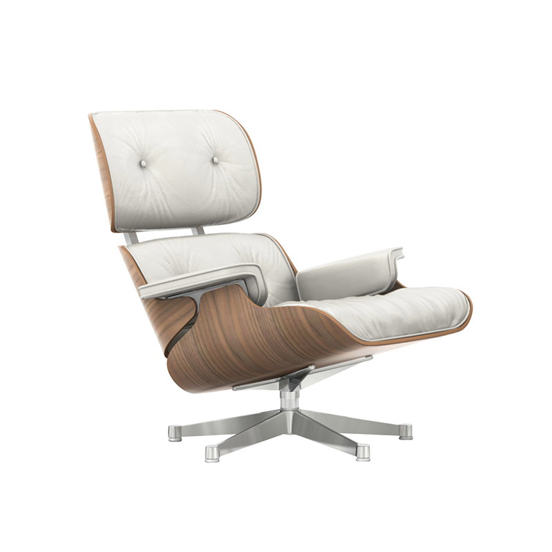 Vitra Eames Lounge Chair, new size, white walnut - white leather | One52 Furniture