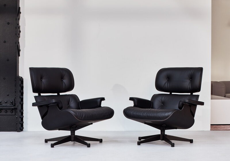 Vitra Eames Lounge Chair, new size, black ash - black leather | One52 Furniture
