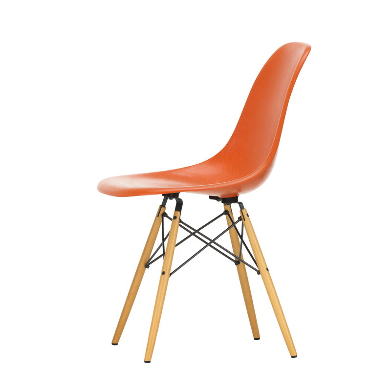 Vitra Eames DSW Fiberglass Chair, red orange - maple | One52 Furniture