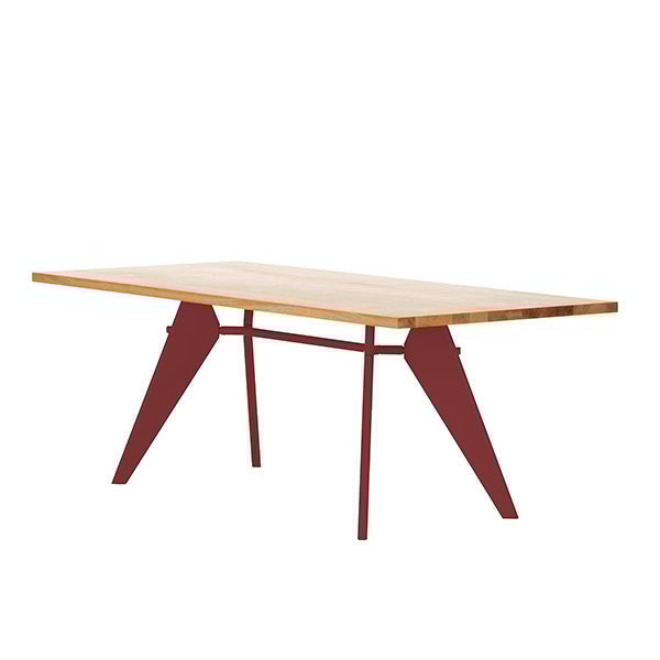 Vitra EM Table 200 x 90 cm, natural oak - Japanese red | One52 Furniture