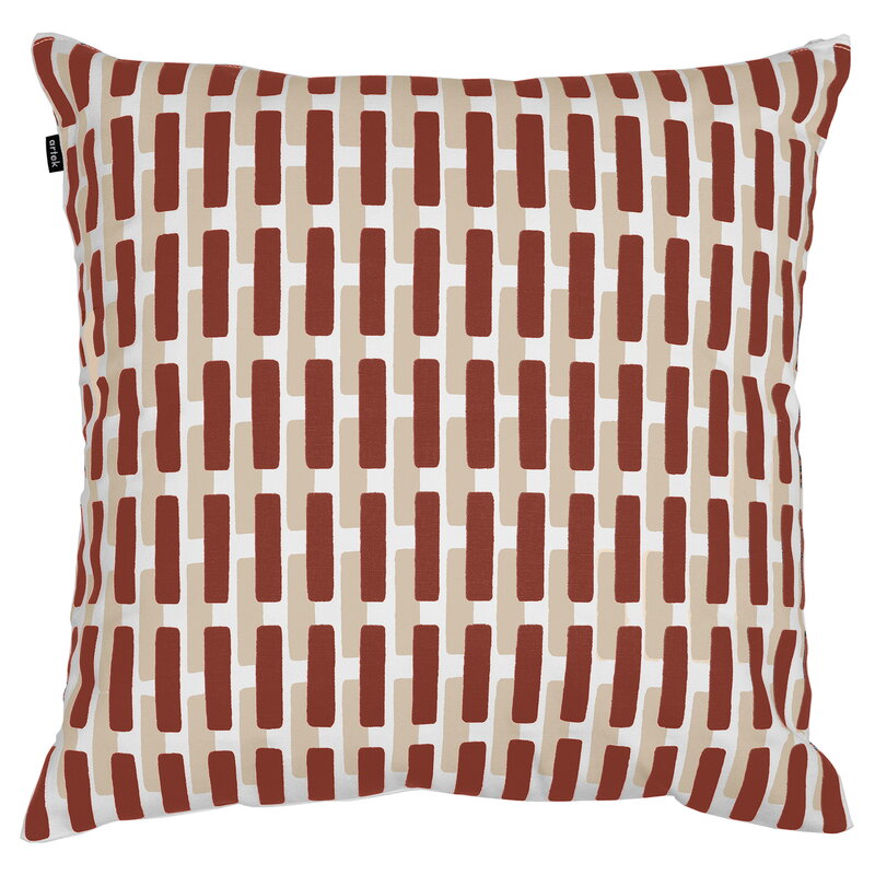 Red and beige cushion sales covers