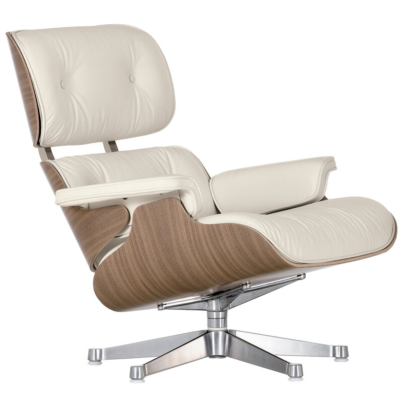 Vitra Eames Lounge Chair, classic size, white walnut - white leather | One52 Furniture