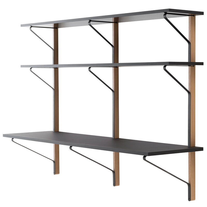 Artek|Shelves, Wall shelves|Kaari wall shelf with desk REB 010, black - oak