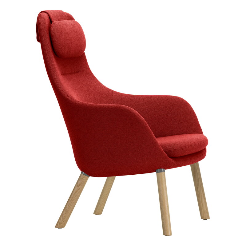 Vitra HAL lounge chair w/ loose cushion, Credo 16 red chilli - oak | One52 Furniture
