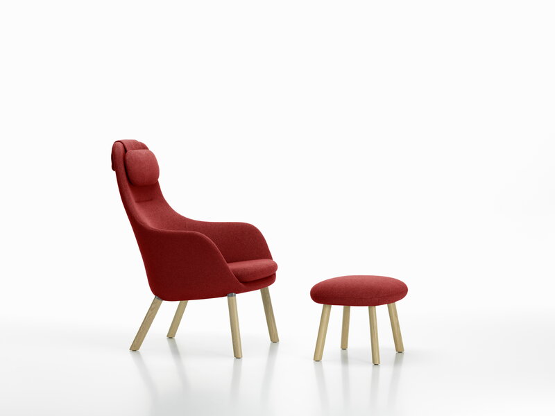 Vitra HAL lounge chair w/ loose cushion, Credo 16 red chilli - oak | One52 Furniture
