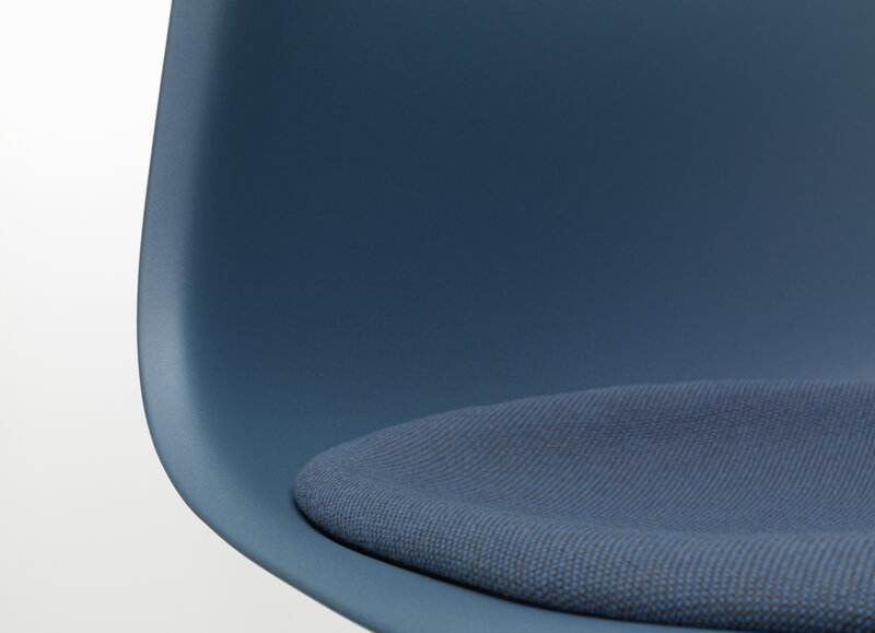 Vitra Eames DSR chair, sea blue - chrome - sea blue/dark grey cushion | One52 Furniture