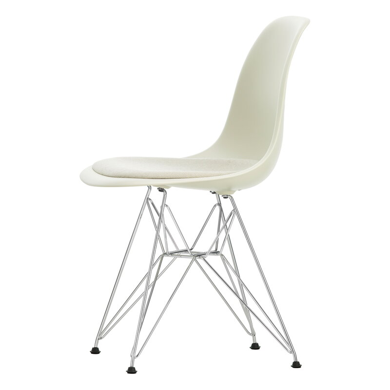 Vitra Eames DSR chair, pebble - chrome - warm grey/ivory cushion | One52 Furniture