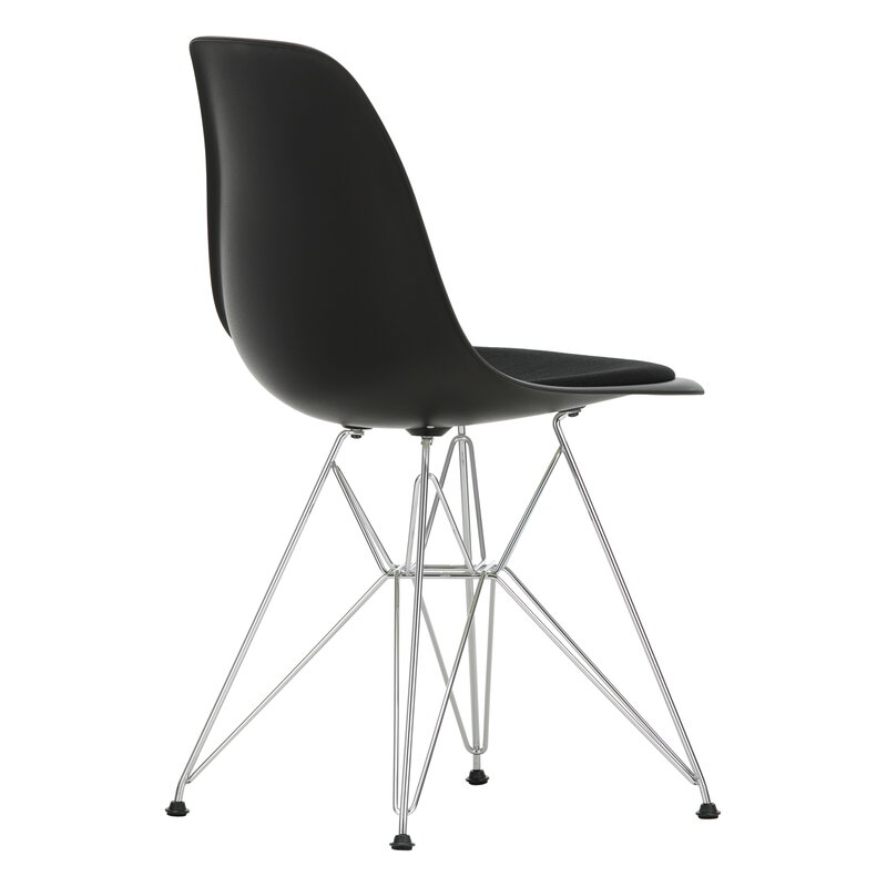 Vitra Eames DSR chair, deep black - chrome - nero cushion | One52 Furniture