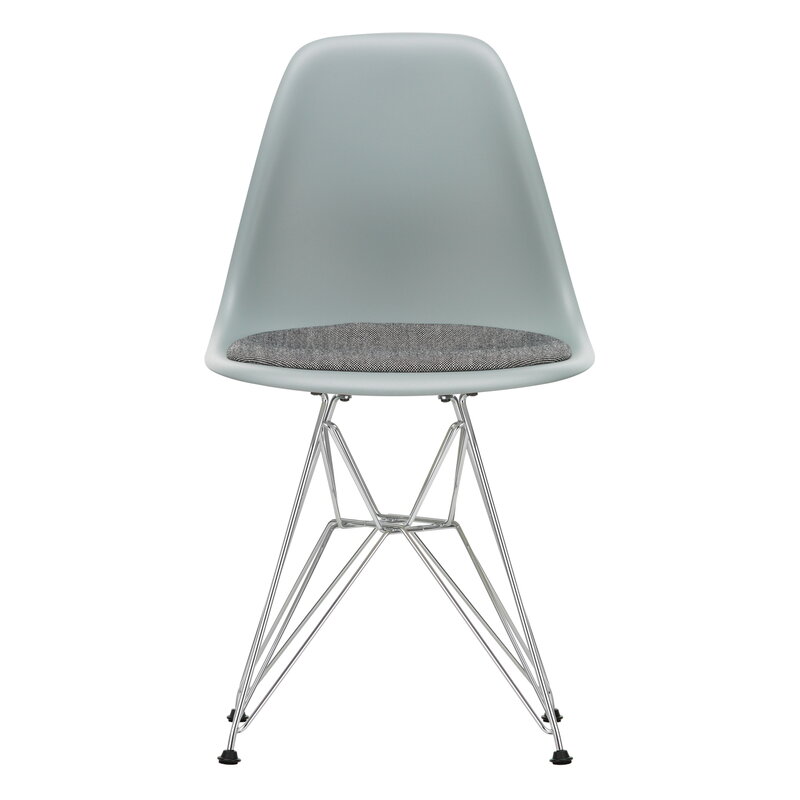Vitra Eames DSR chair, light grey - chrome - nero/ivory cushion | One52 Furniture