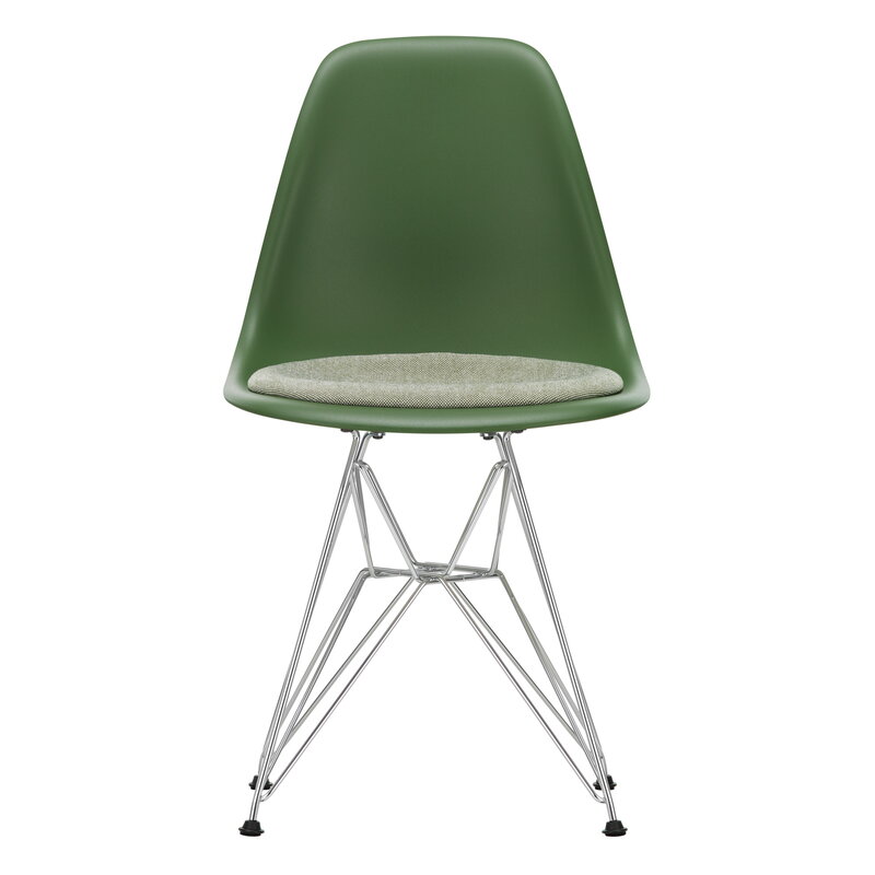 Vitra Eames DSR chair, forest - chrome - ivory/forest cushion | One52 Furniture