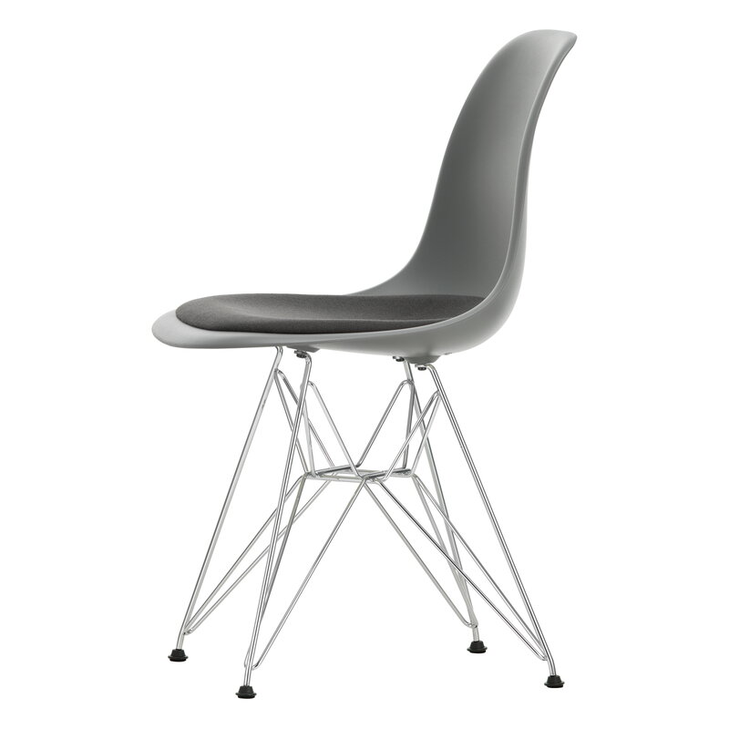 Vitra Eames DSR chair, granite grey - chrome - dark grey cushion | One52 Furniture