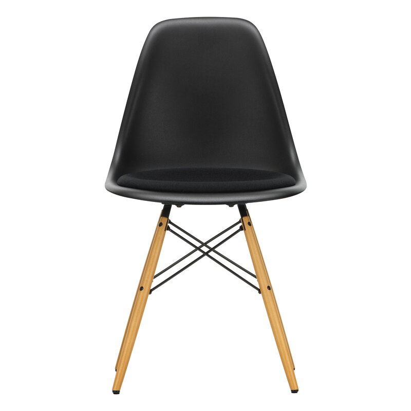 Vitra Eames DSW chair, deep black - maple - nero cushion | One52 Furniture