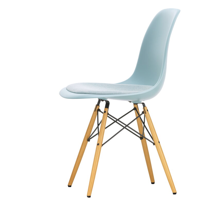 Vitra Eames DSW chair, ice grey - maple - ice blue/ivory cushion | One52 Furniture