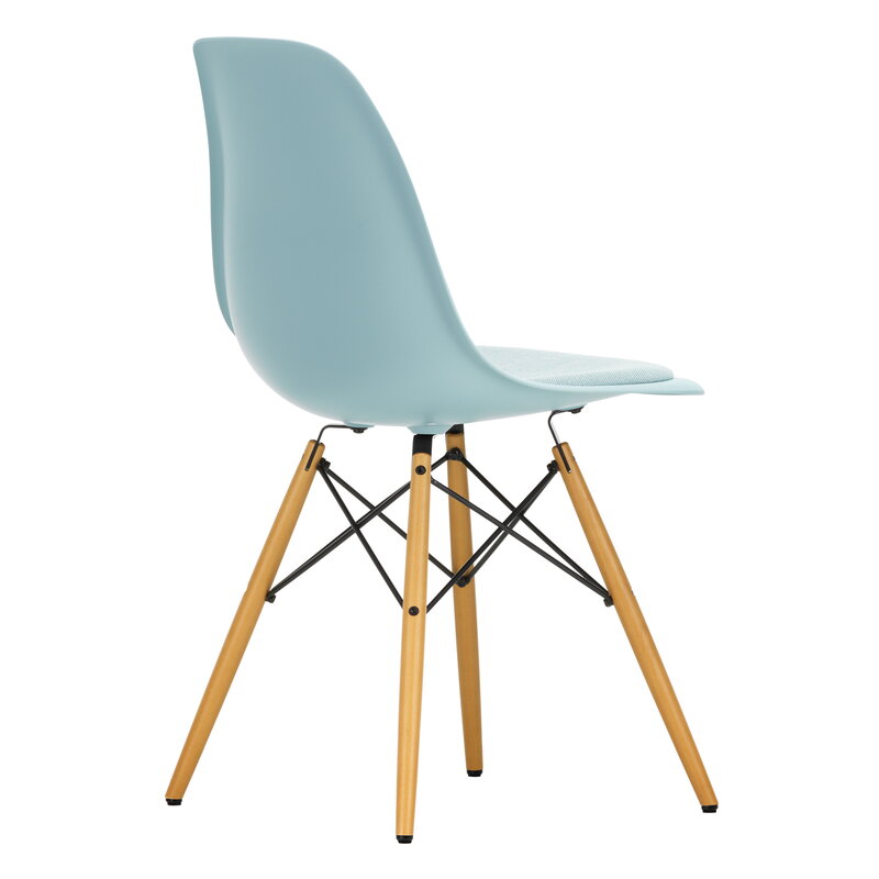 Vitra Eames DSW chair, ice grey - maple - ice blue/ivory cushion | One52 Furniture