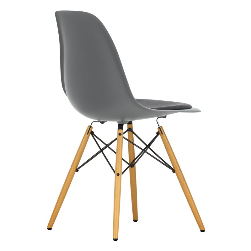 Vitra Eames DSW chair, granite grey - maple - dark grey cushion | One52 Furniture