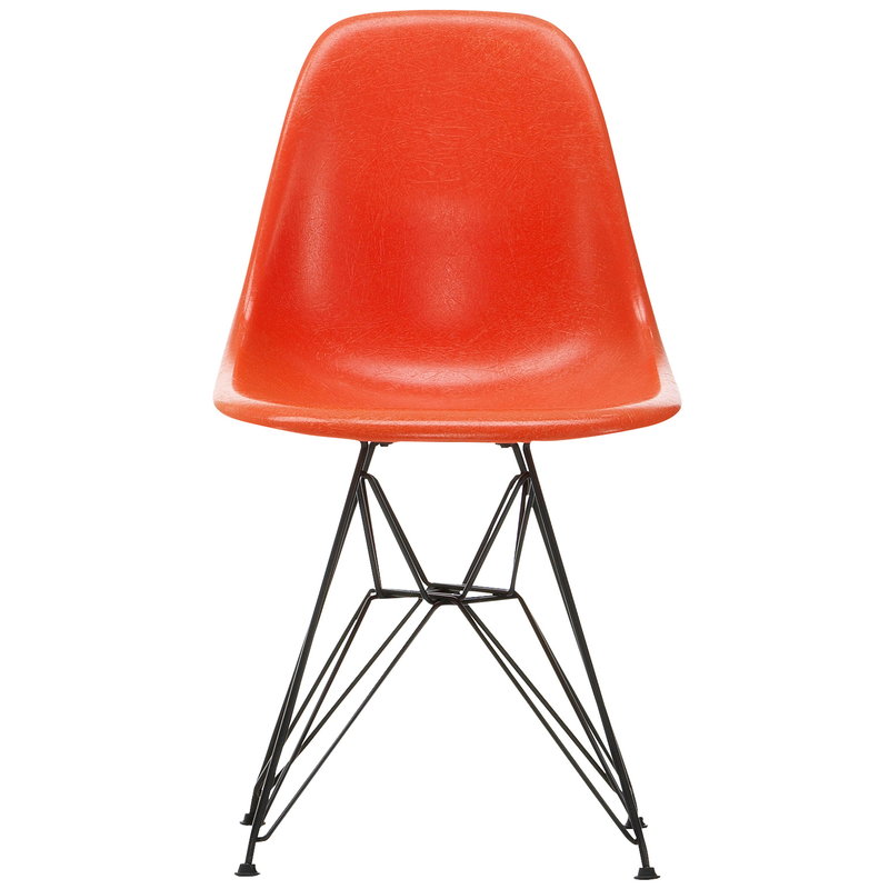 Vitra Eames DSR Fiberglass Chair, red orange - black | One52 Furniture