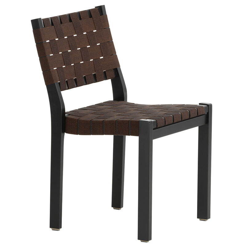 Artek|Chairs, Dining chairs|Aalto chair 611, black - black/brown webbing