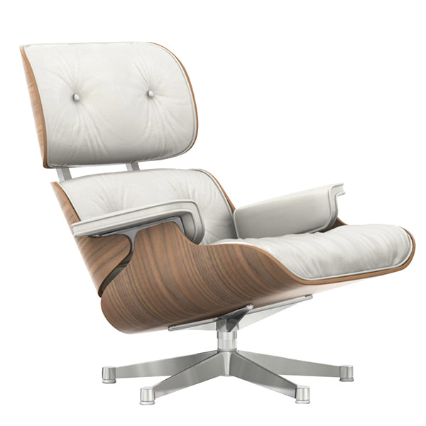 Vitra Eames Lounge Chair, new size, white walnut - white leather | One52 Furniture