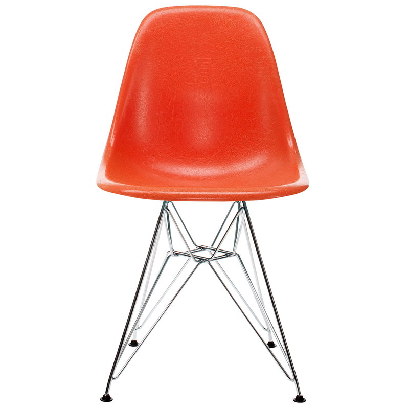 Vitra Eames DSR Fiberglass Chair, red orange - chrome | One52 Furniture