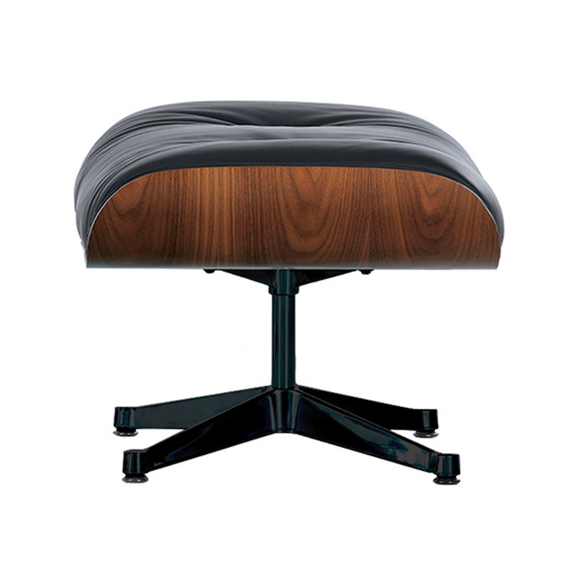 Vitra Eames Lounge Ottoman, 42 cm, walnut - black leather | One52 Furniture