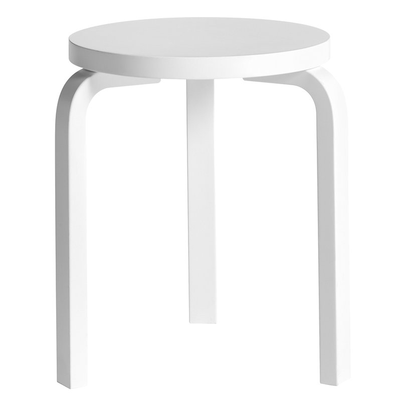 Artek|Chairs, Stools|Aalto stool 60, lacquered white