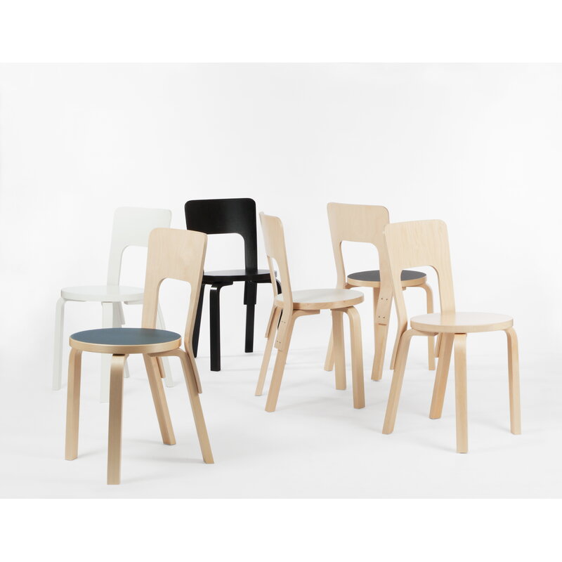 Artek|Chairs, Dining chairs|Aalto chair 66, lacquered white