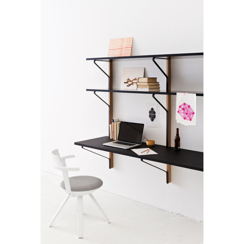 Artek|Shelves, Wall shelves|Kaari wall shelf with  desk REB 010, black - oak