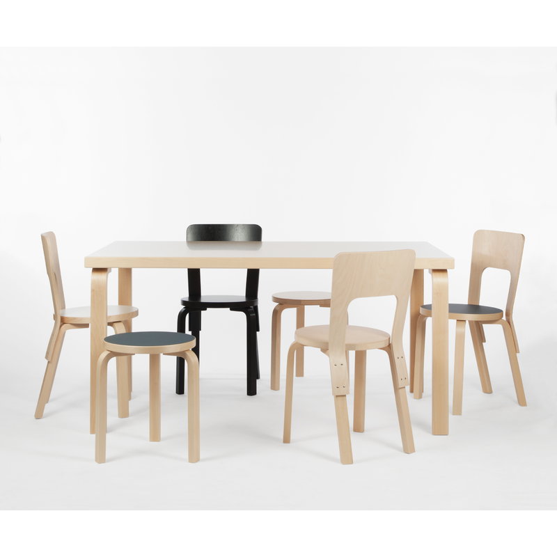 Artek|Chairs, Dining chairs|Aalto chair 66, black linoleum