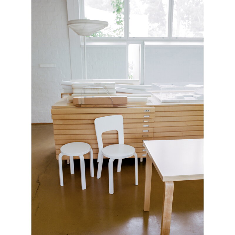 Artek|Chairs, Stools|Aalto stool E60, lacquered white
