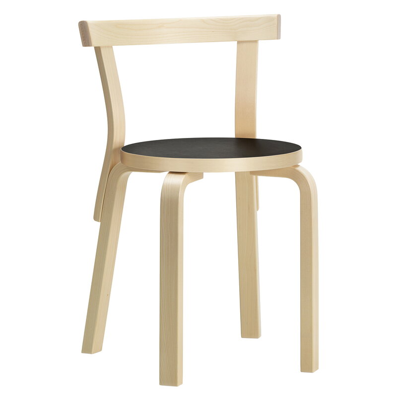 Artek|Chairs, Dining chairs|Aalto chair 68, birch - black linoleum