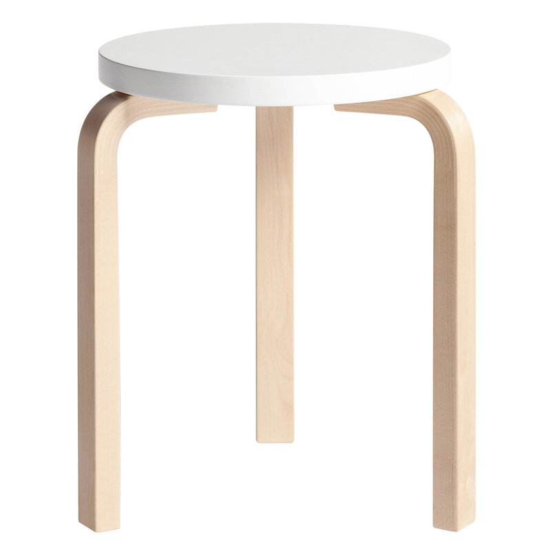 Artek|Chairs, Stools|Aalto stool 60, white - birch