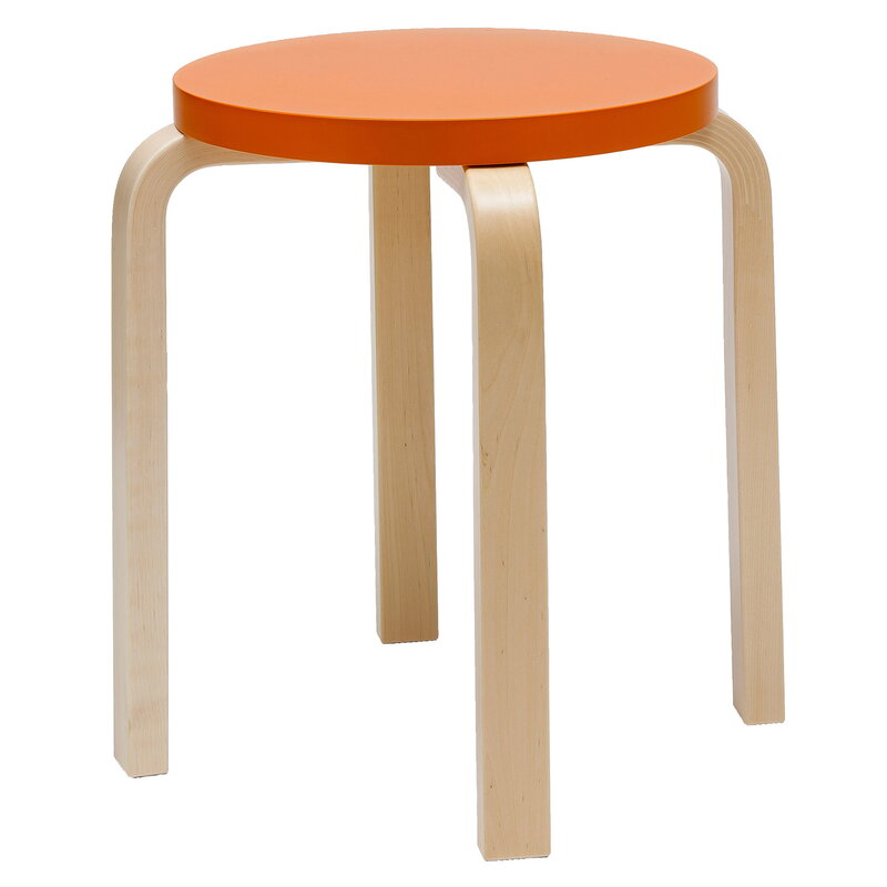 Artek|Chairs, Stools|Aalto stool E60, orange - birch