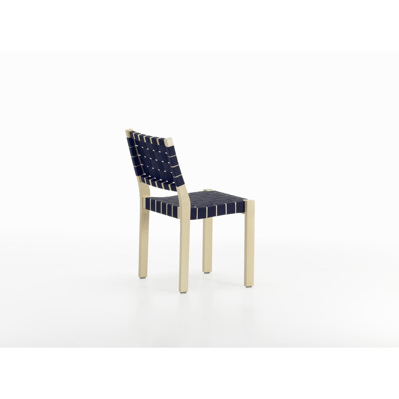Artek|Chairs, Dining chairs|Aalto chair 611, birch - black/blue webbing