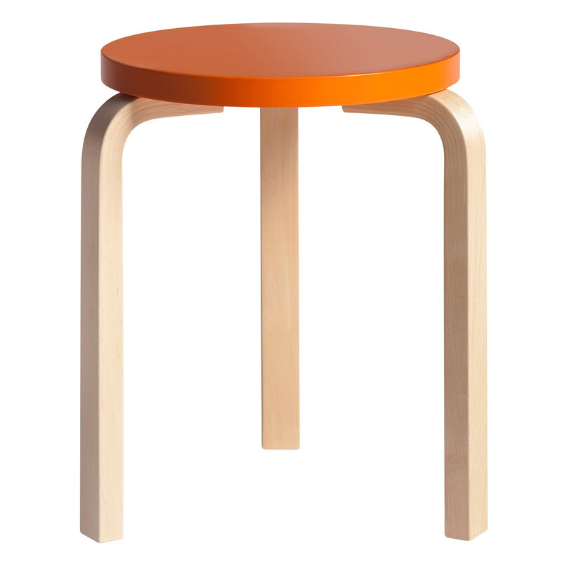 Artek|Chairs, Stools|Aalto stool 60, orange - birch