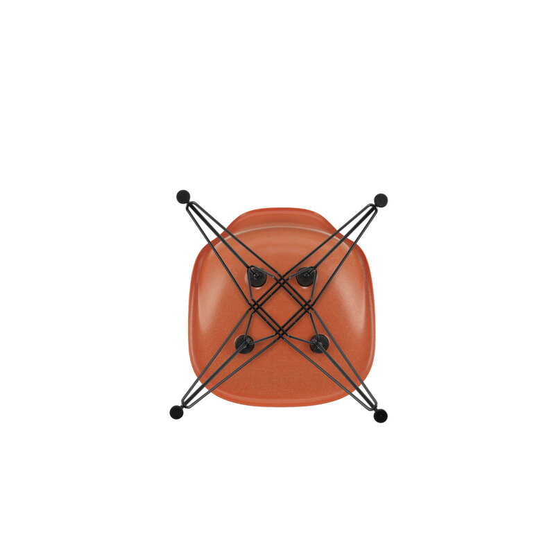 Vitra Eames DSR Fiberglass Chair, red orange - black | One52 Furniture
