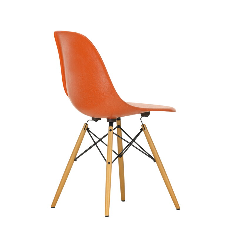 Vitra Eames DSW Fiberglass Chair, red orange - maple | One52 Furniture