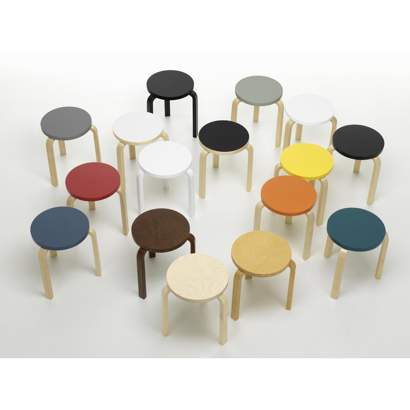 Artek|Chairs, Stools|Aalto stool 60, petrol - birch