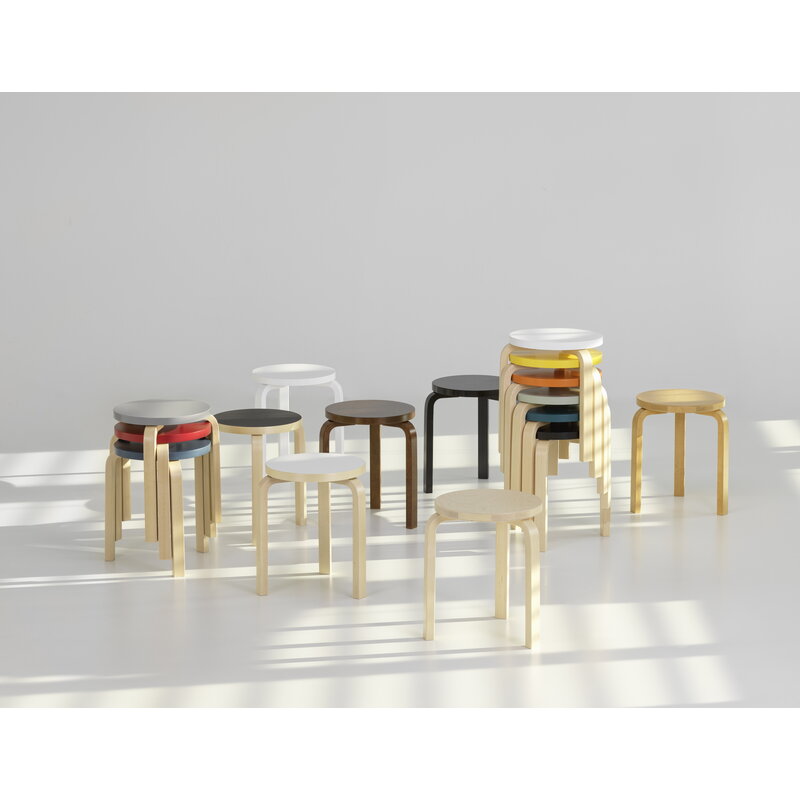 Artek|Chairs, Stools|Aalto stool 60, blue - birch