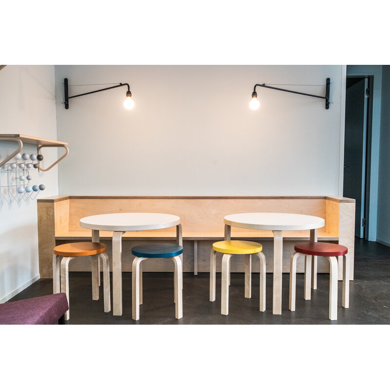 Artek|Chairs, Stools|Aalto stool E60, blue - birch