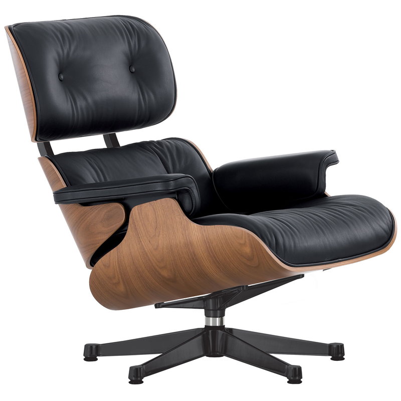 Eames Lounge Chair, classic size, walnut - black leather