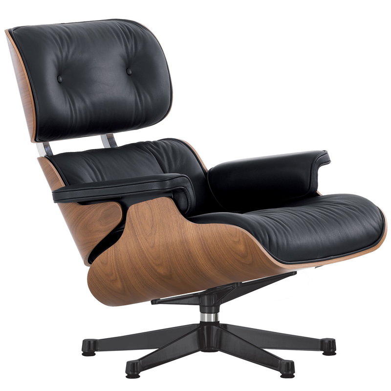 Vitra Eames Lounge Chair, new size, walnut - black leather | One52 Furniture