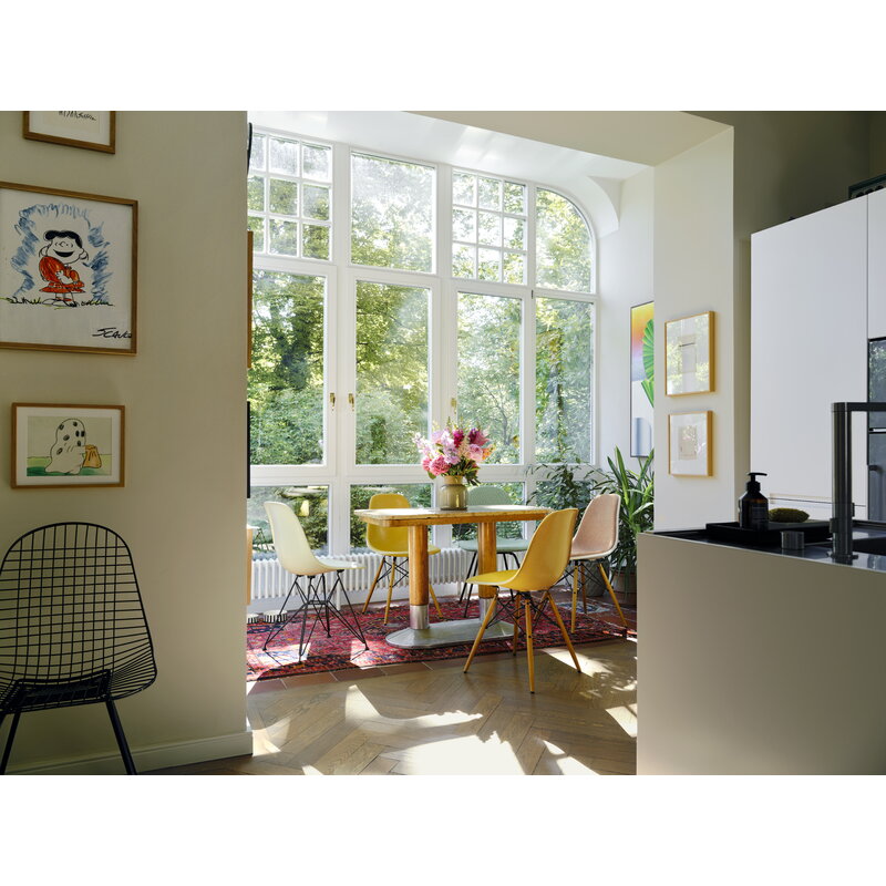 Vitra Eames DSR Fiberglass chair, light ochre - basic dark | One52 Furniture