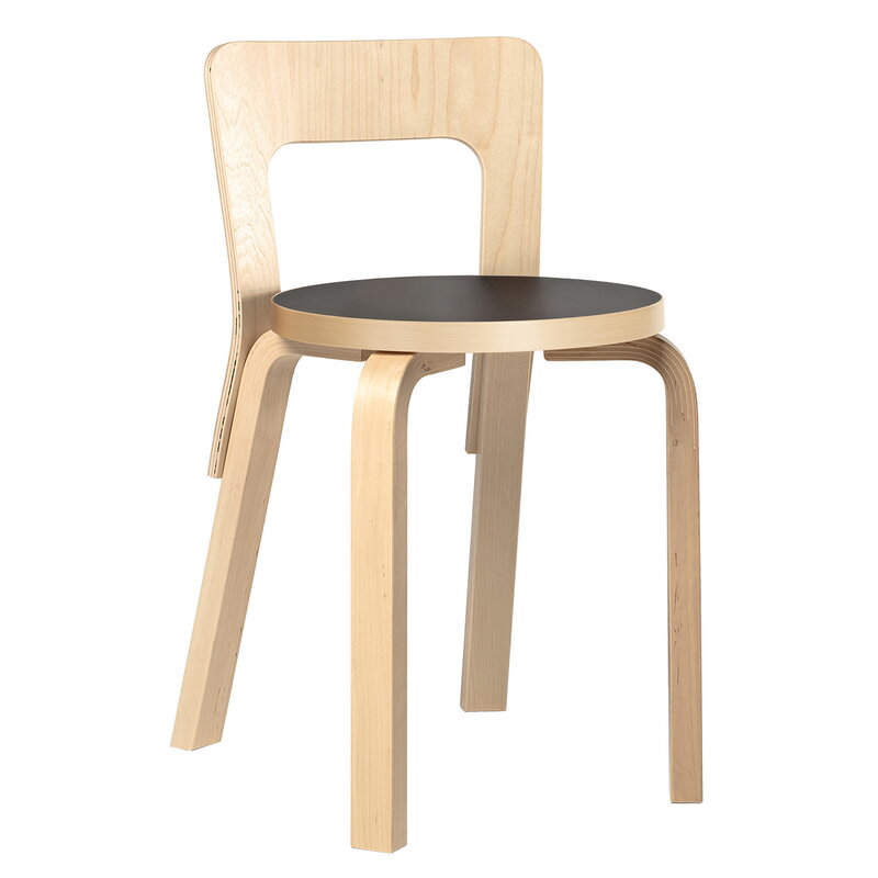 Artek|Chairs, Dining chairs|Aalto chair 65, birch - black linoleum