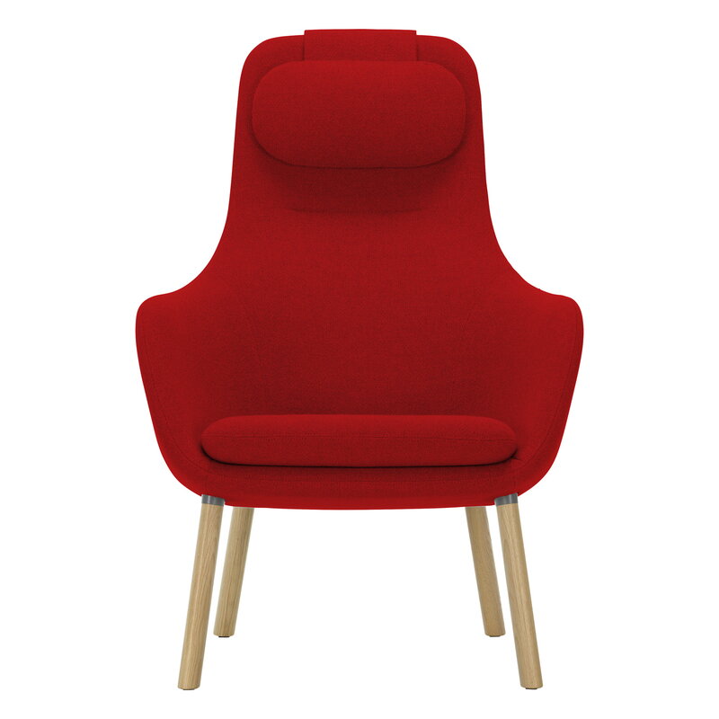 Vitra HAL lounge chair w/ loose cushion, Credo 16 red chilli - oak | One52 Furniture