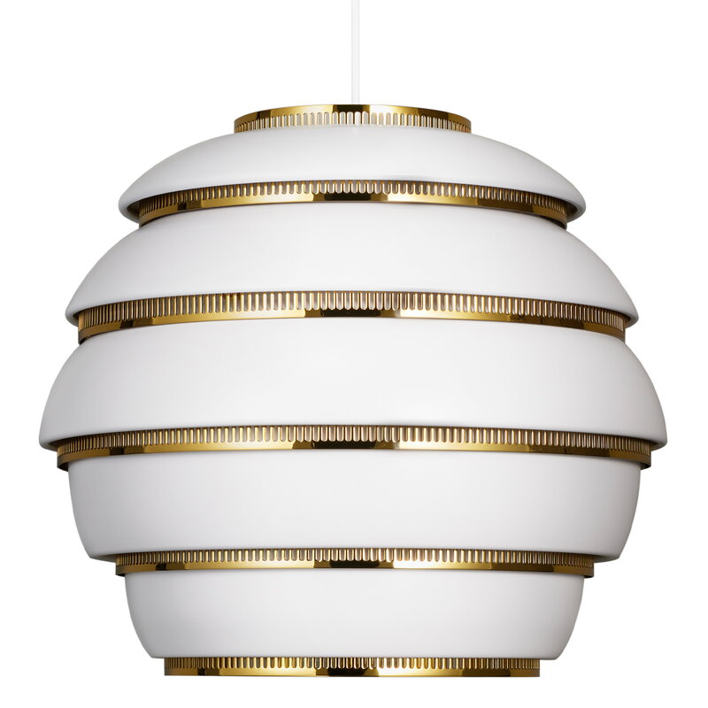 Artek|Ceiling lamps, Pendant lamps|Aalto pendant A331 "Beehive", white - brass