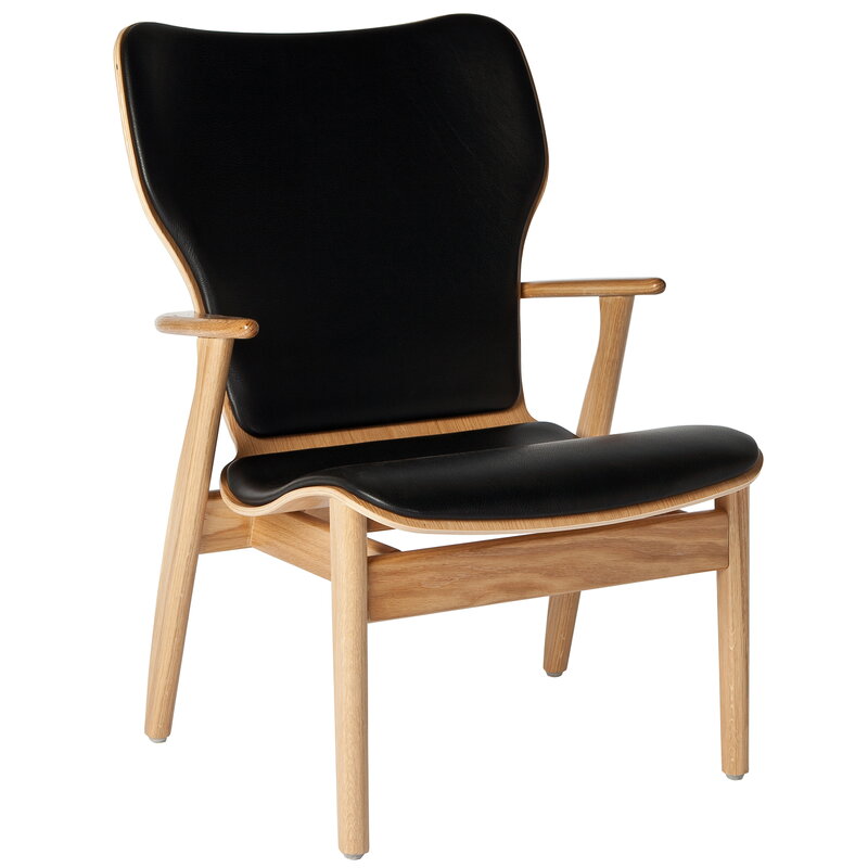 Artek|Armchairs & lounge chairs, Chairs|Domus lounge chair, lacquered oak - black leather
